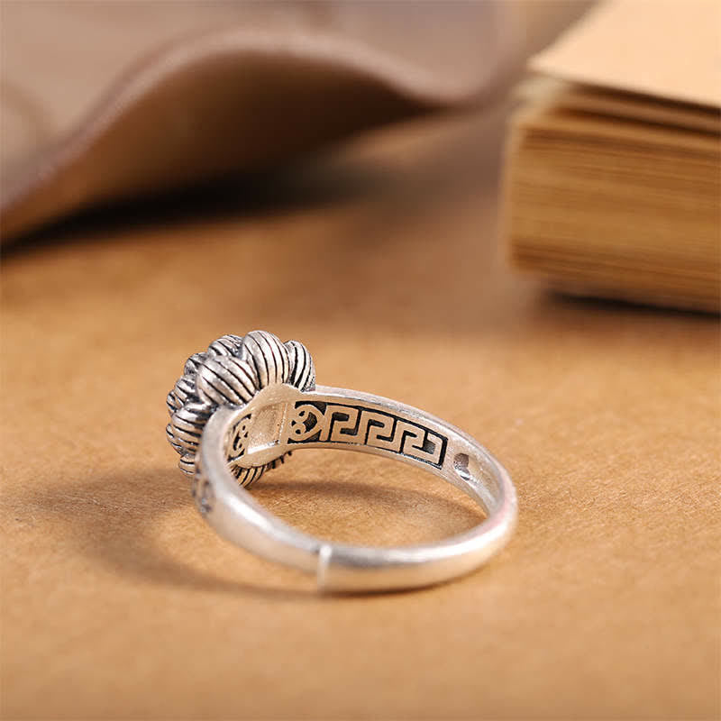 925 Sterling Silber Lotus Roter Achat Vertrauenssegenring