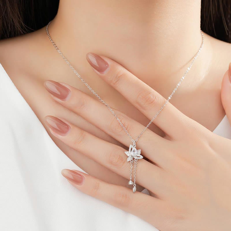 925 Sterling Silber Lotus Zirkon Erleuchtungskette