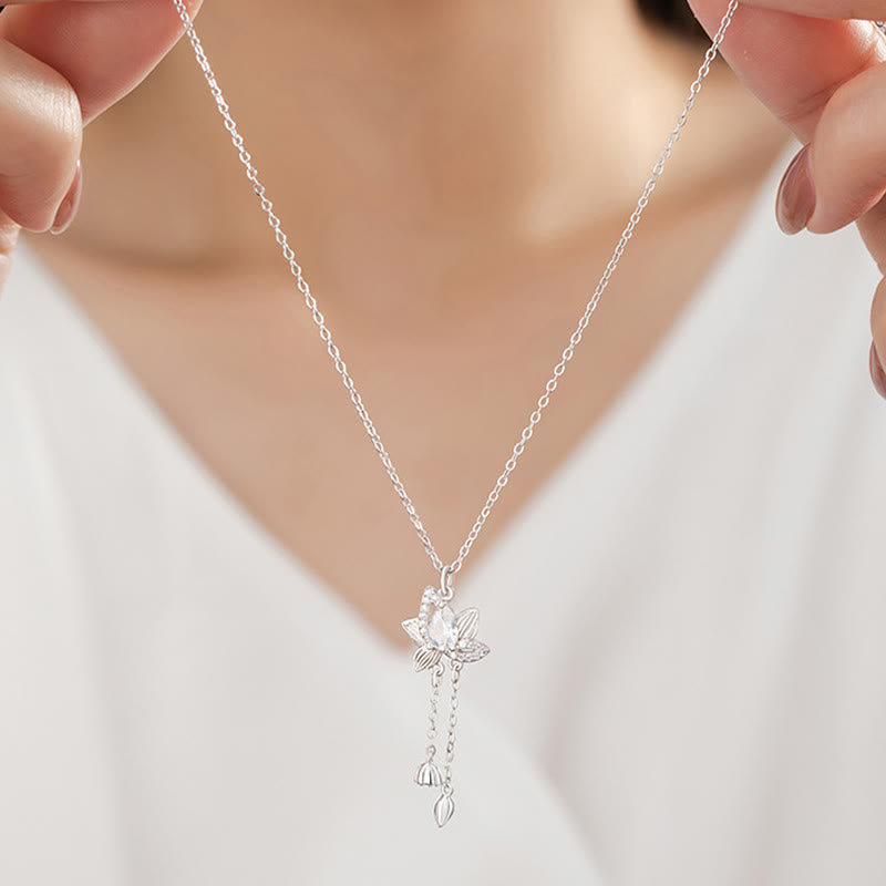 925 Sterling Silber Lotus Zirkon Erleuchtungskette