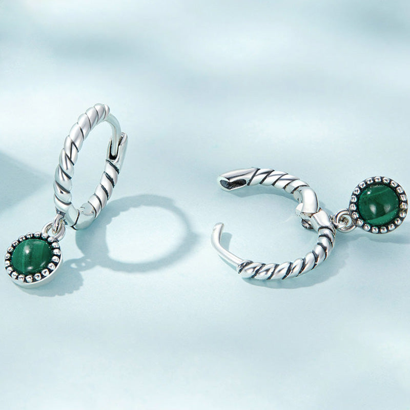 925 Sterling Silber Malachit Anti-Angst Tropfen Ohrringe