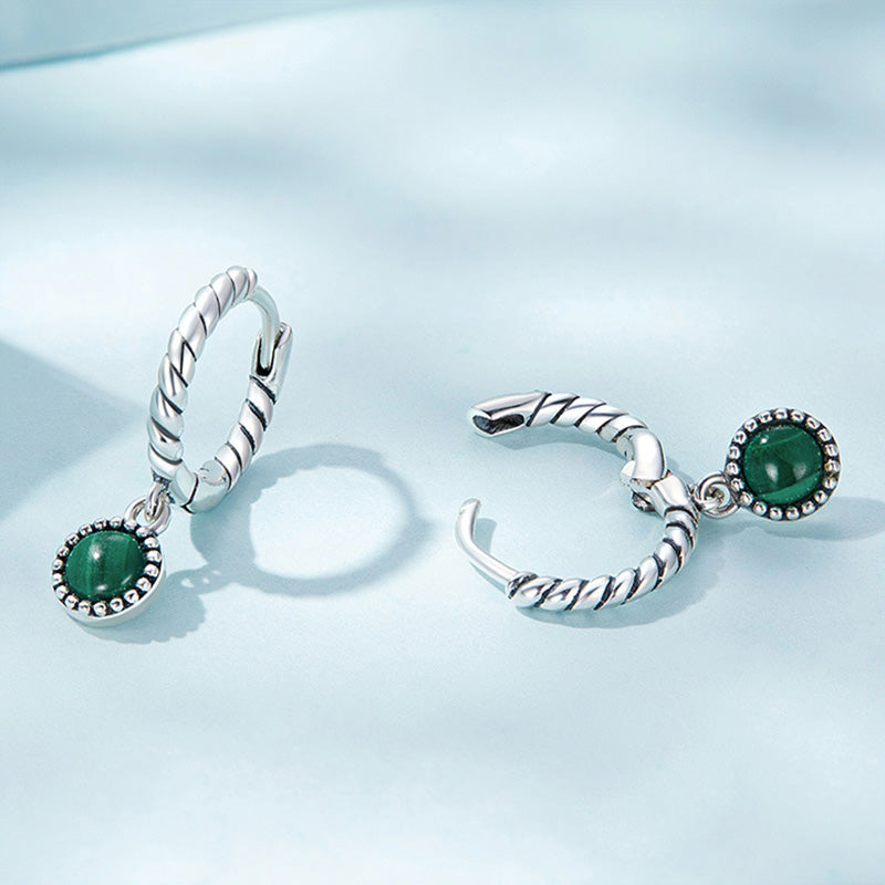 925 Sterling Silber Malachit Anti-Angst Tropfen Ohrringe