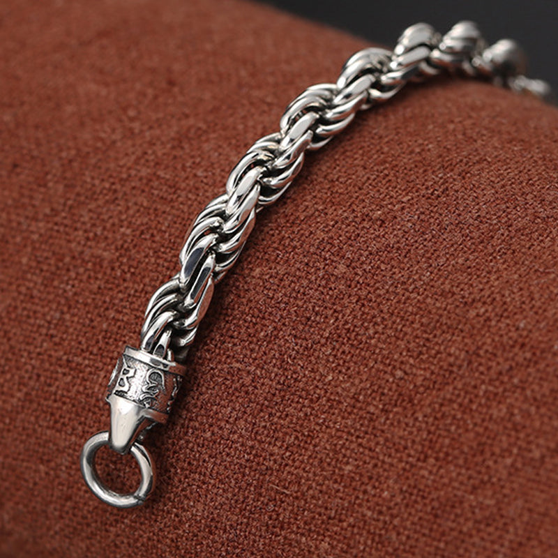 Armband aus 925er Sterlingsilber „Om Mani Padme Hum“, 18 cm, Frieden und Liebe