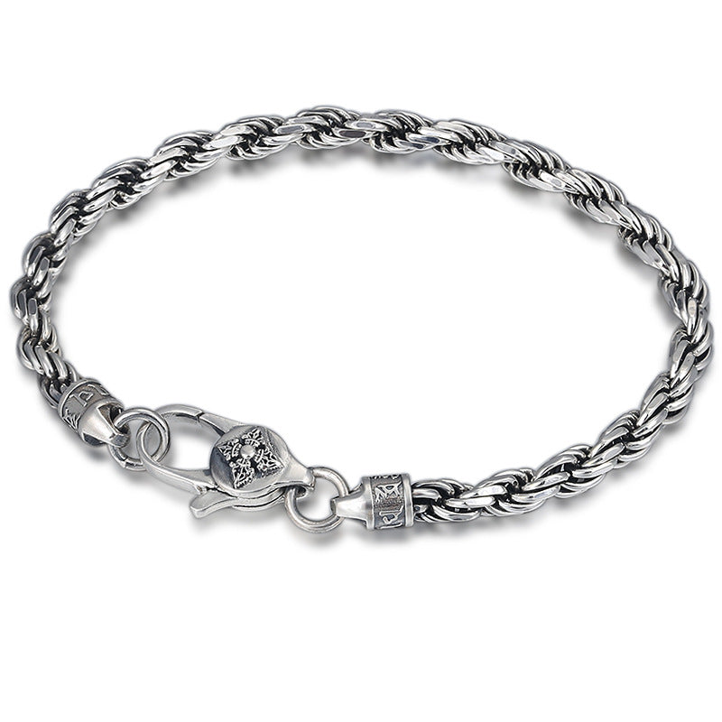 Armband aus 925er Sterlingsilber „Om Mani Padme Hum“, 18 cm, Frieden und Liebe