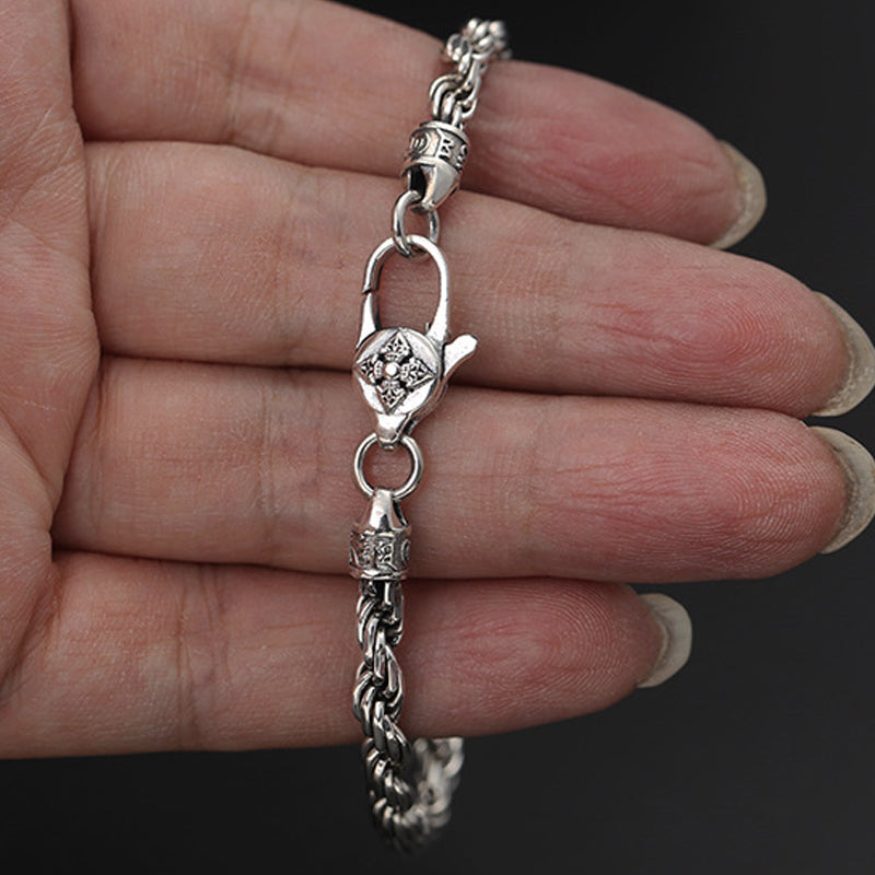 Armband aus 925er Sterlingsilber „Om Mani Padme Hum“, 18 cm, Frieden und Liebe