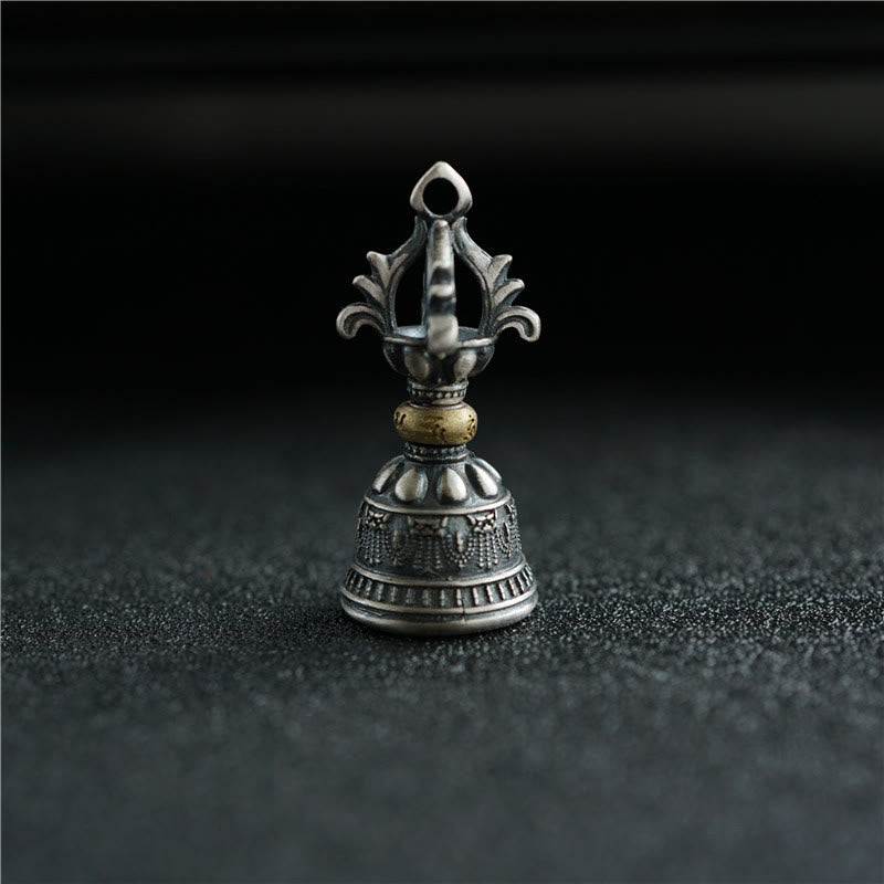 925 Sterling Silber Om Mani Padme Hum Dorje Glocke Anhänger | Spirituelle Kraft