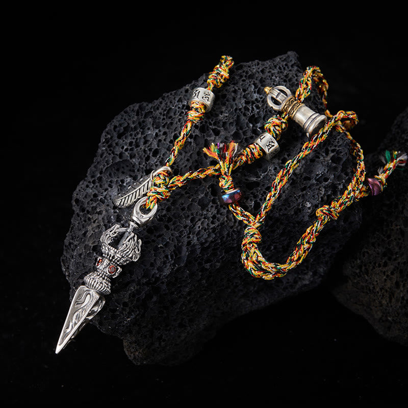 925 Sterling Silber Om Mani Padme Hum Halskette Dorje Vajra Anhänger