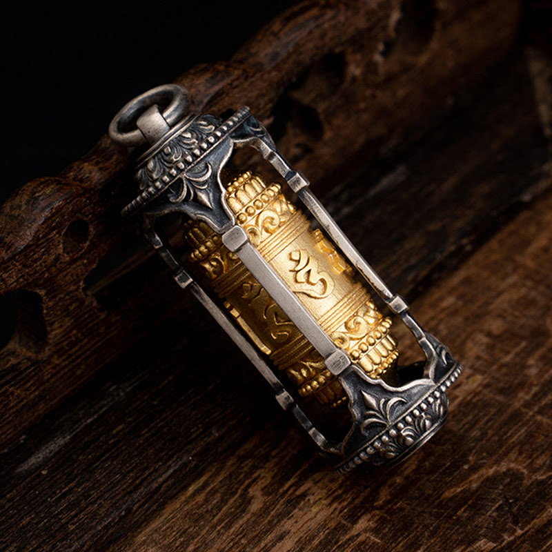 925 Sterling Silber Om Mani Padme Hum Halskette Anhänger Spirituelle Weisheit