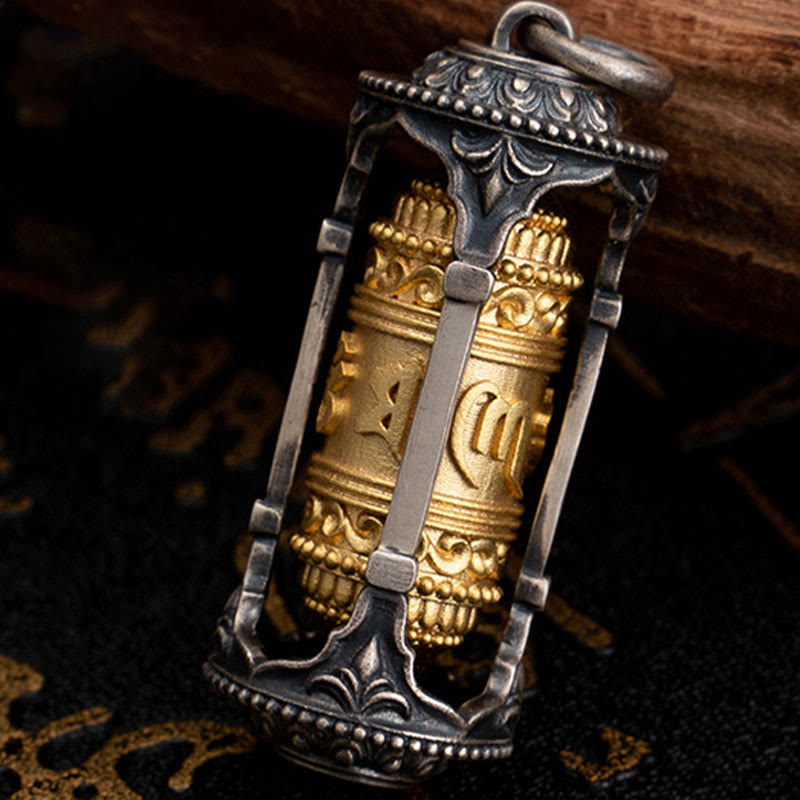 925 Sterling Silber Om Mani Padme Hum Halskette Anhänger Spirituelle Weisheit