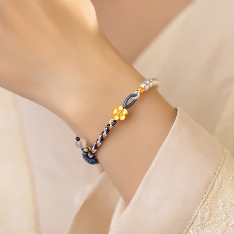 925 Sterling Silber Perlenarmband mit Pfirsichblüte | Heilende Harmonie