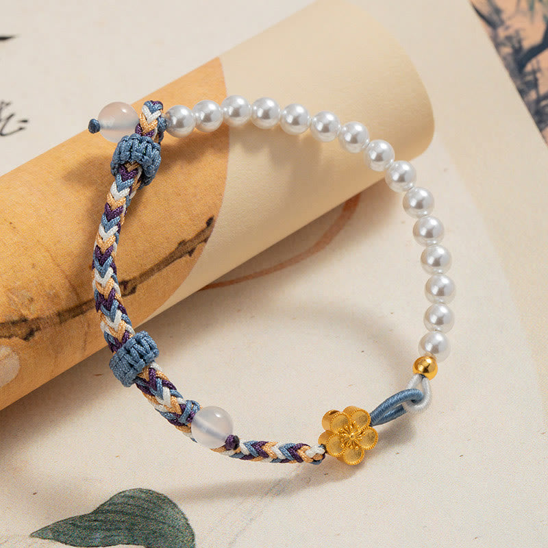 925 Sterling Silber Perlenarmband mit Pfirsichblüte | Heilende Harmonie