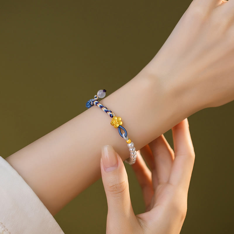 925 Sterling Silber Perlenarmband mit Pfirsichblüte | Heilende Harmonie