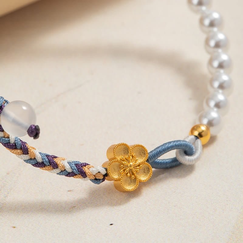 925 Sterling Silber Perlenarmband mit Pfirsichblüte | Heilende Harmonie