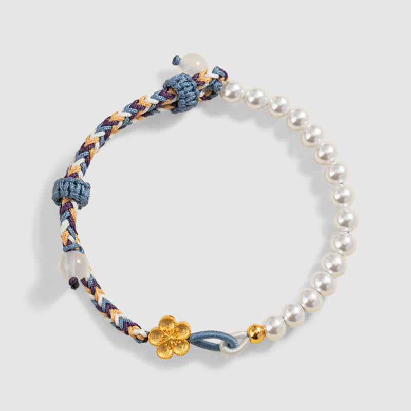 925 Sterling Silber Perlenarmband mit Pfirsichblüte | Heilende Harmonie