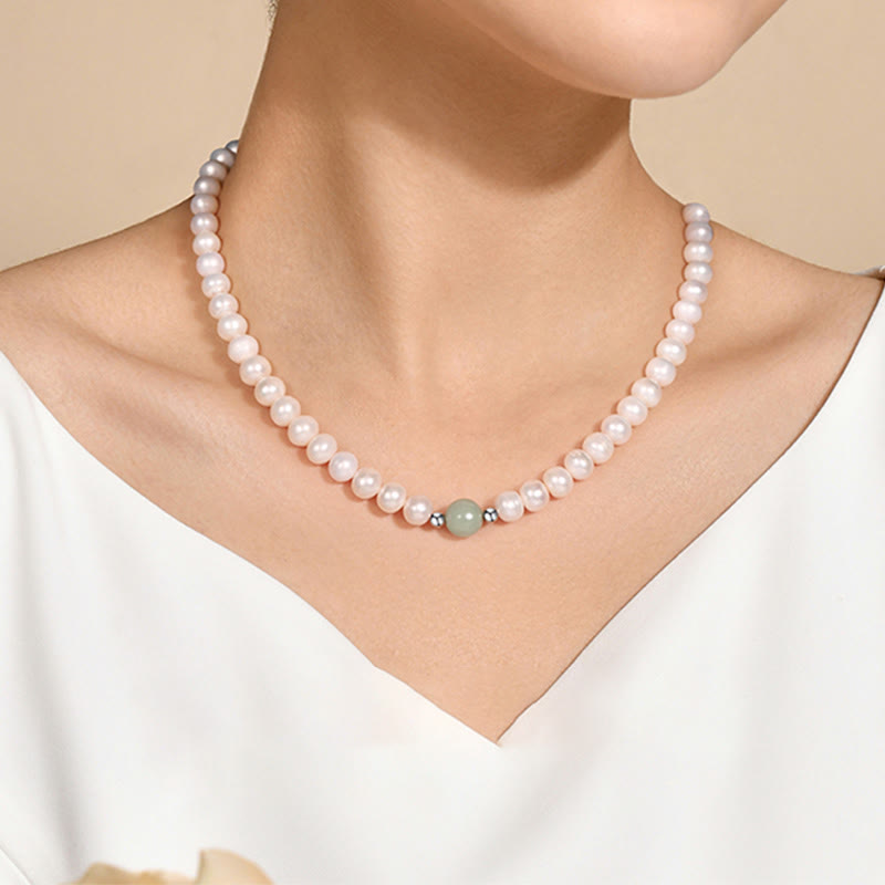 925 Sterling Silber Perlenschmuckset mit Halskette Armband Ohrringe