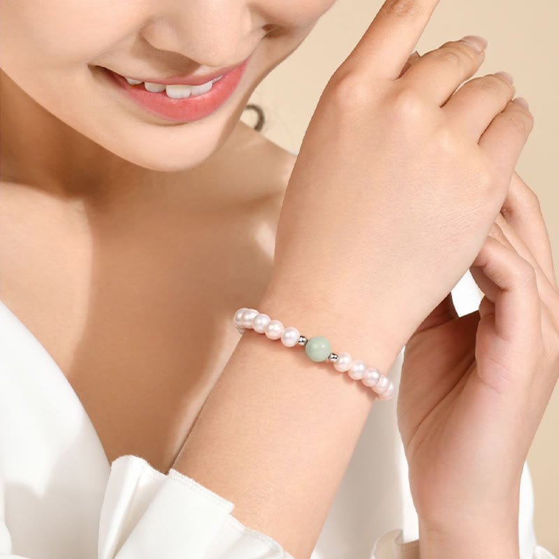 925 Sterling Silber Perlenschmuckset mit Halskette Armband Ohrringe