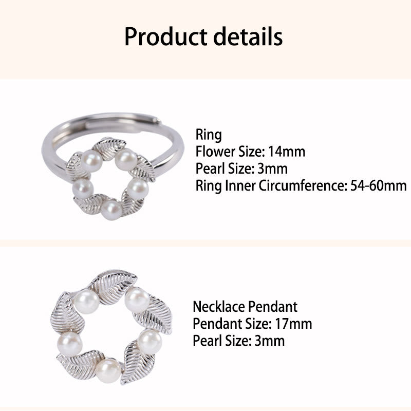 925 Sterling Silber Perlenblatt Heilung Schmuckset