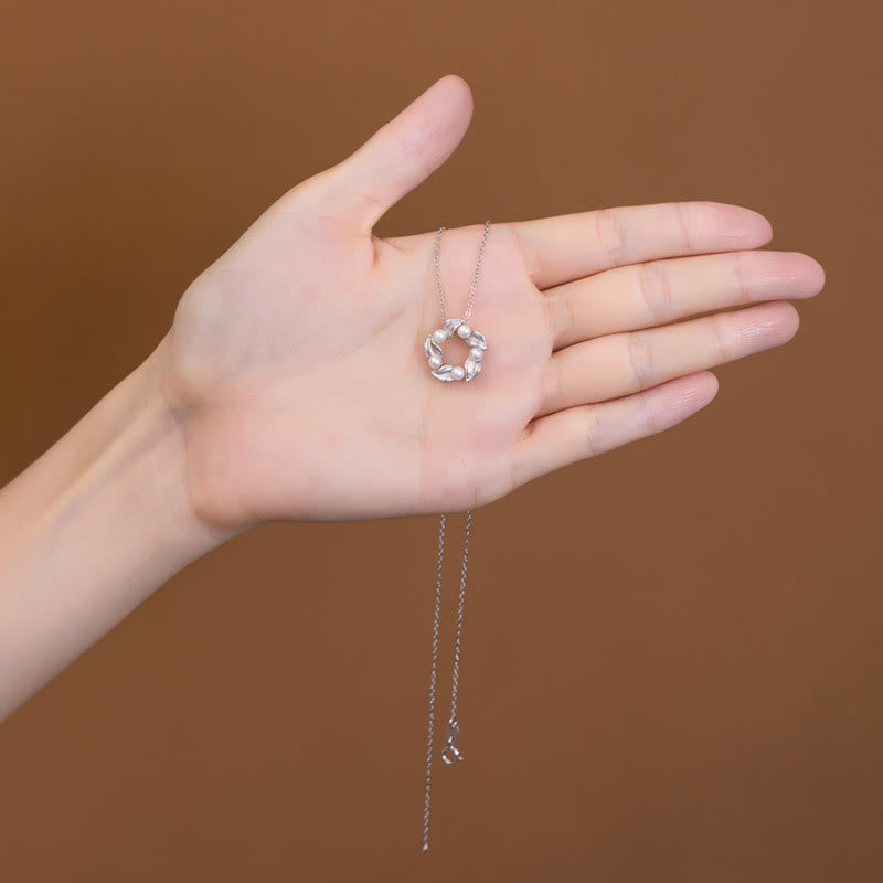 925 Sterling Silber Perlenblatt Heilung Schmuckset