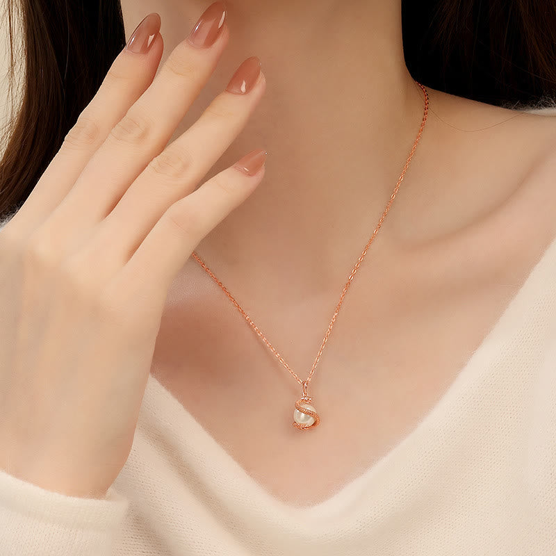 925 Sterling Silber Perlen Schlange Balance Halskette Anhänger