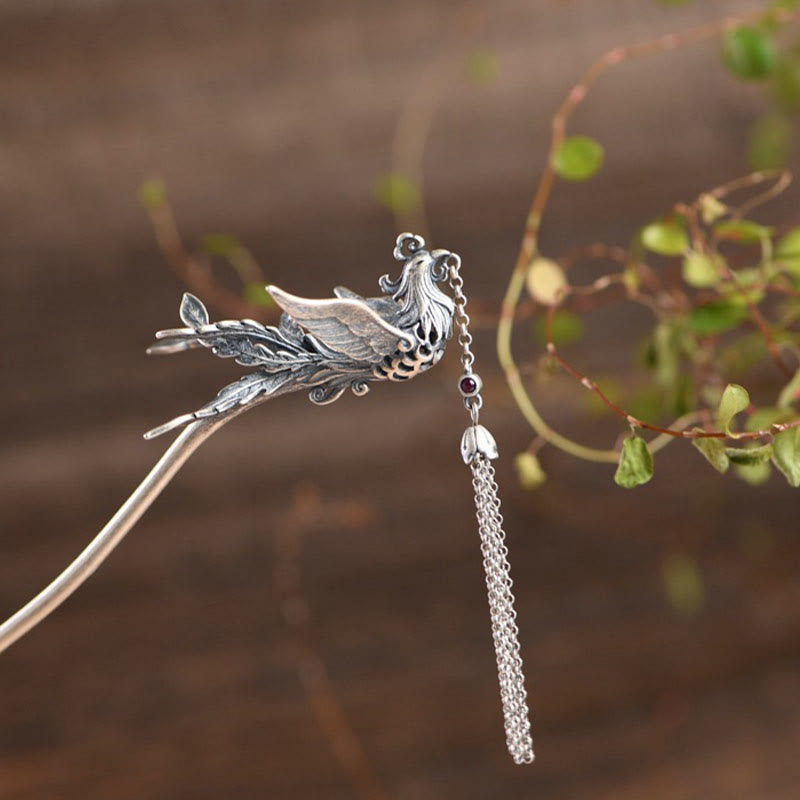 925 Sterling Silber Phönix Haarnadel | Schutzsymbol
