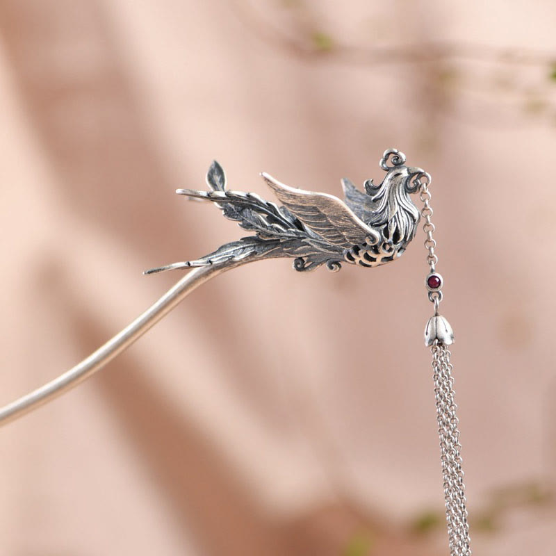 925 Sterling Silber Phönix Haarnadel | Schutzsymbol