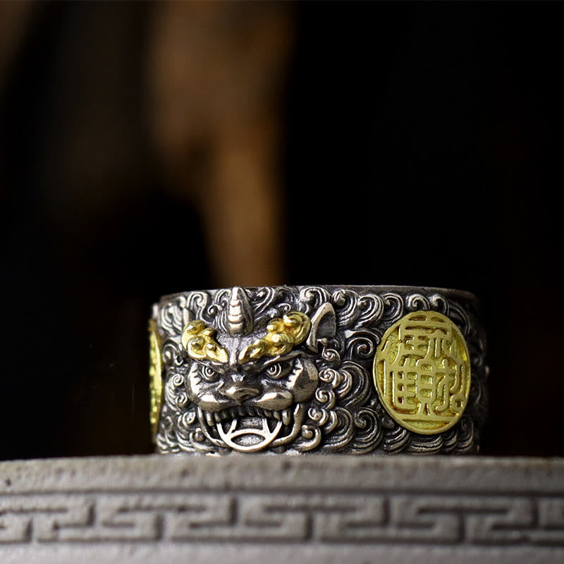 925 Sterling Silber Pixiu Feng Shui Reichtumsring