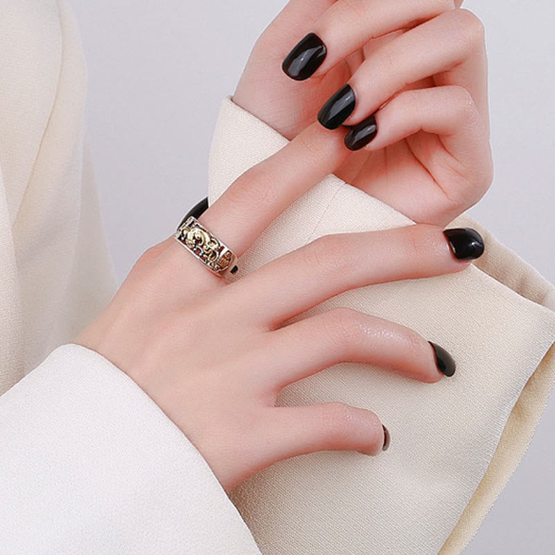 Pixiu-Ring aus 925er Sterlingsilber | Verstellbarer Reichtums- und Glücksbringer