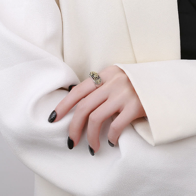 Pixiu-Ring aus 925er Sterlingsilber | Verstellbarer Reichtums- und Glücksbringer