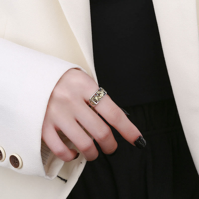 Pixiu-Ring aus 925er Sterlingsilber | Verstellbarer Reichtums- und Glücksbringer