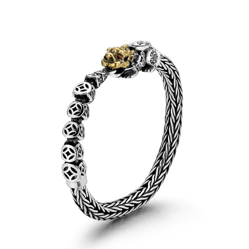 PiXiu-Reichtumsarmband aus 925er Sterlingsilber mit Kupfermünzen, 19 cm