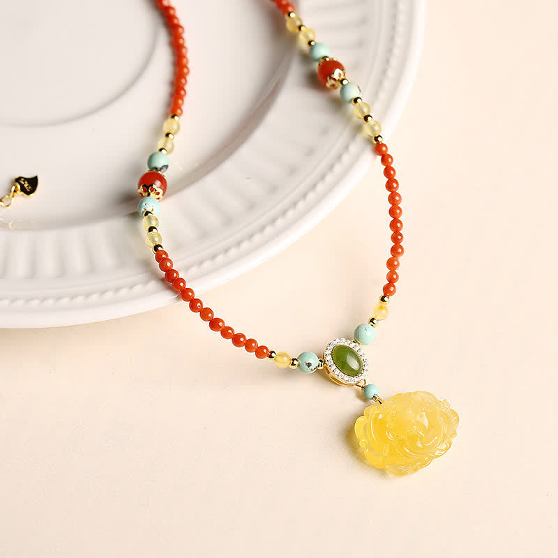 925 Sterling Silber Roter Achat Vertrauens-Charm-Halskette