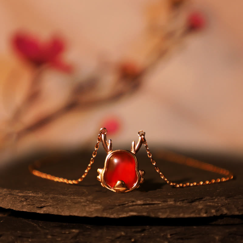 925 Sterling Silber Roter Achat Drachenschmuck für Glück und Stärke