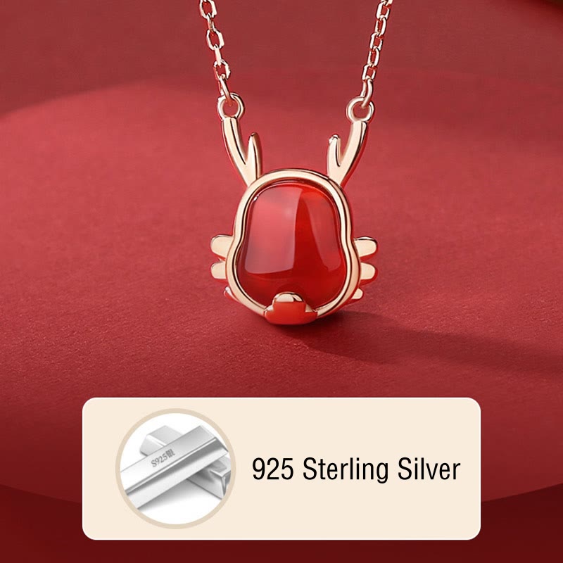 925 Sterling Silber Roter Achat Drachenschmuck für Glück und Stärke