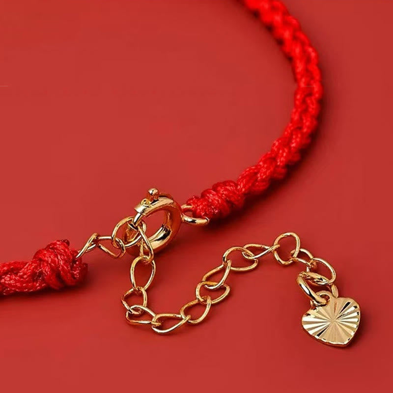 925 Sterling Silber Rotes Schnurarmband | Fünf Wege Gott des Reichtums Schutz