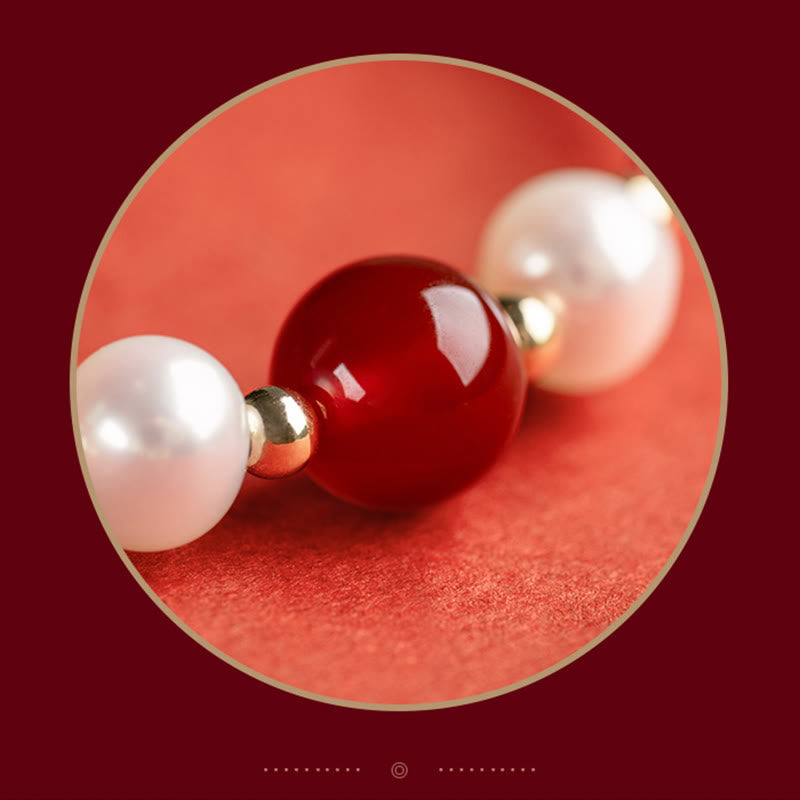 Rotes Schnurarmband aus 925er Sterlingsilber mit Fu-Charakter