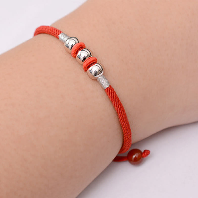 925 Sterling Silber Rotes Schnurarmband für Schutz und Glück