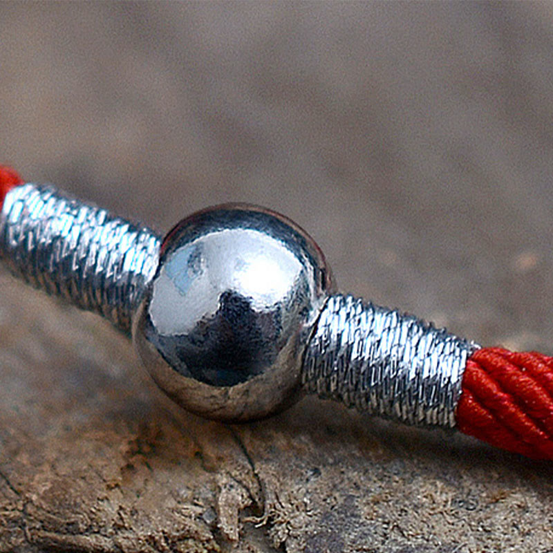 925 Sterling Silber Rotes Schnurarmband für Schutz und Glück