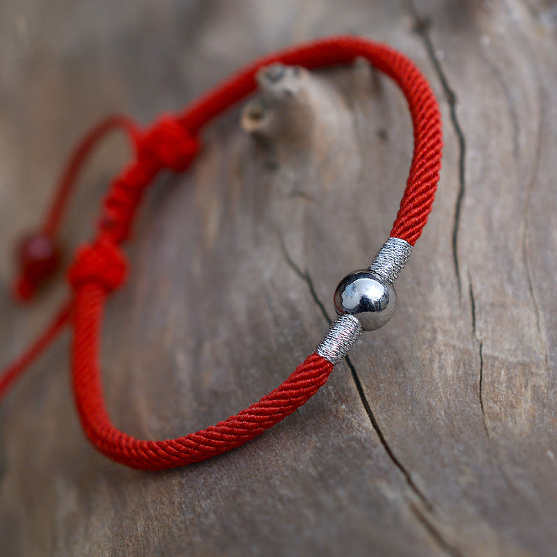 925 Sterling Silber Rotes Schnurarmband für Schutz und Glück