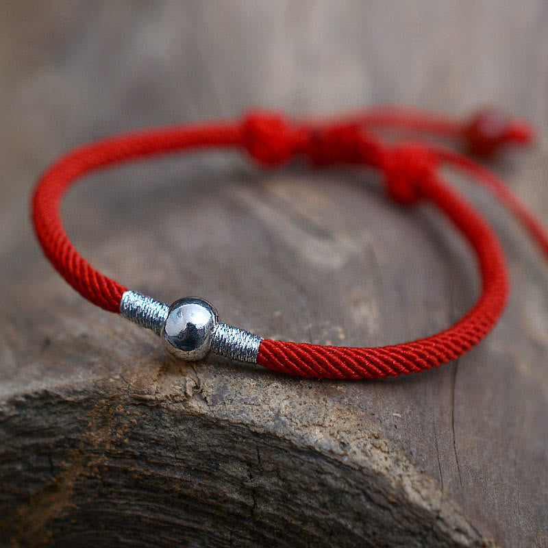 925 Sterling Silber Rotes Schnurarmband für Schutz und Glück