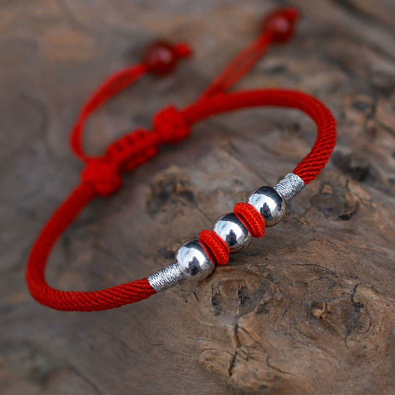 925 Sterling Silber Rotes Schnurarmband für Schutz und Glück