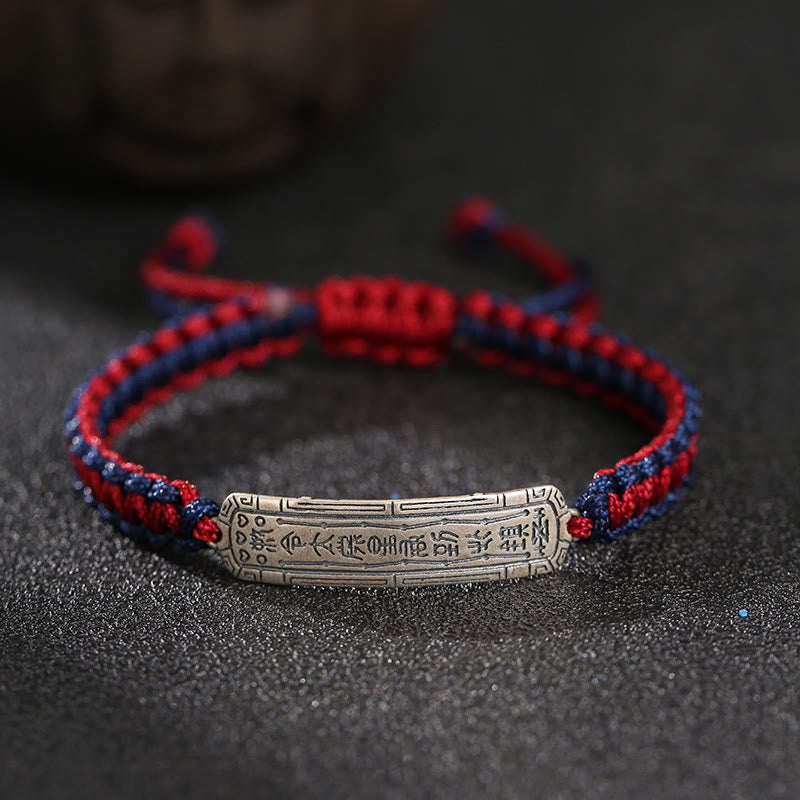 Armband mit Peace-Amulett aus 925er Sterlingsilber mit roter Schnur