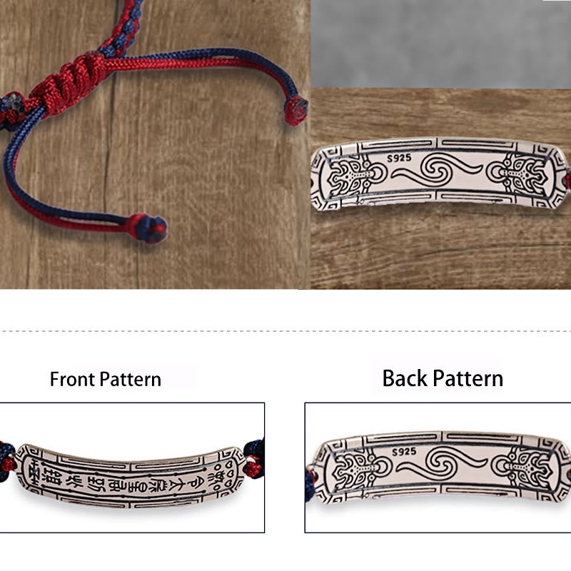 Armband mit Peace-Amulett aus 925er Sterlingsilber mit roter Schnur