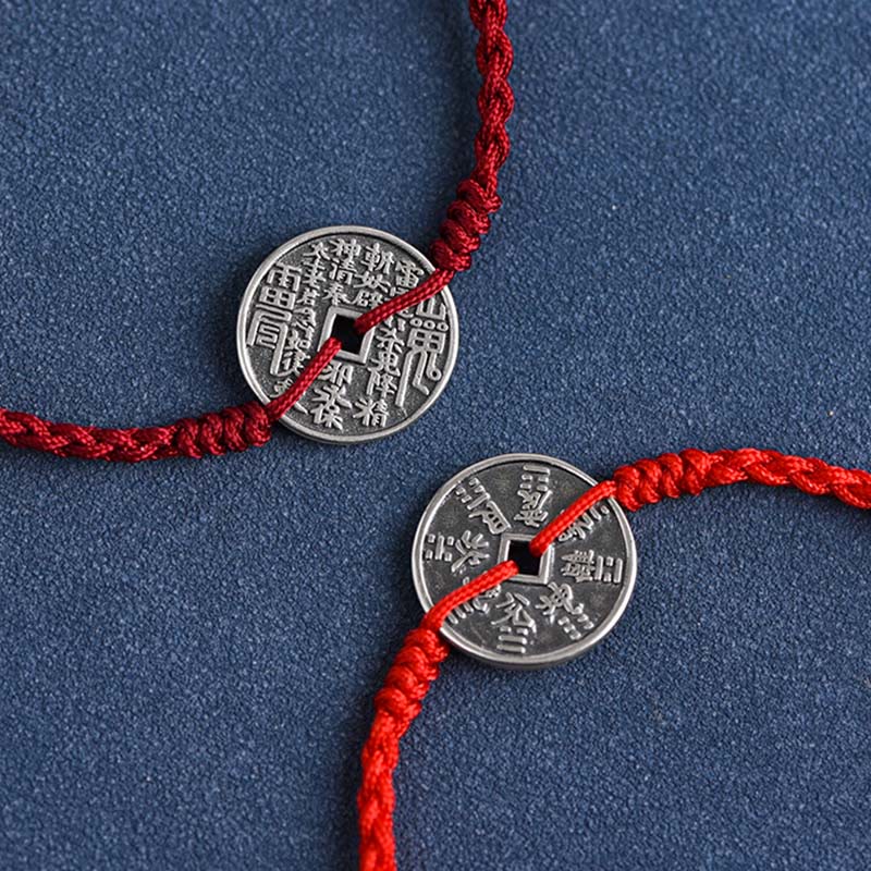 Schutzarmband aus 925er Sterlingsilber mit roter Schnur