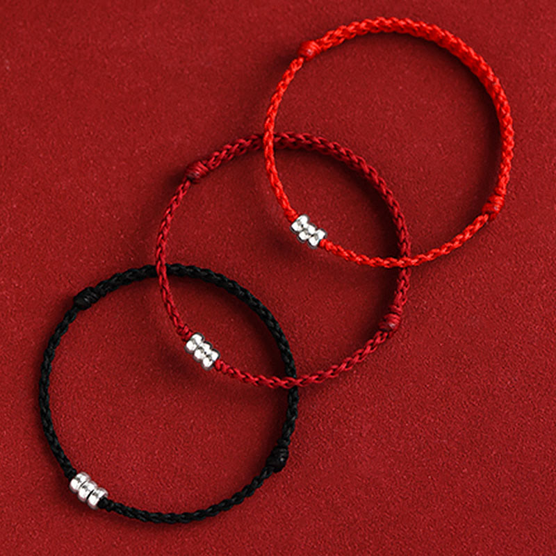 925 Sterling Silber Rote Schnur Schutzarmband Fußkettchen