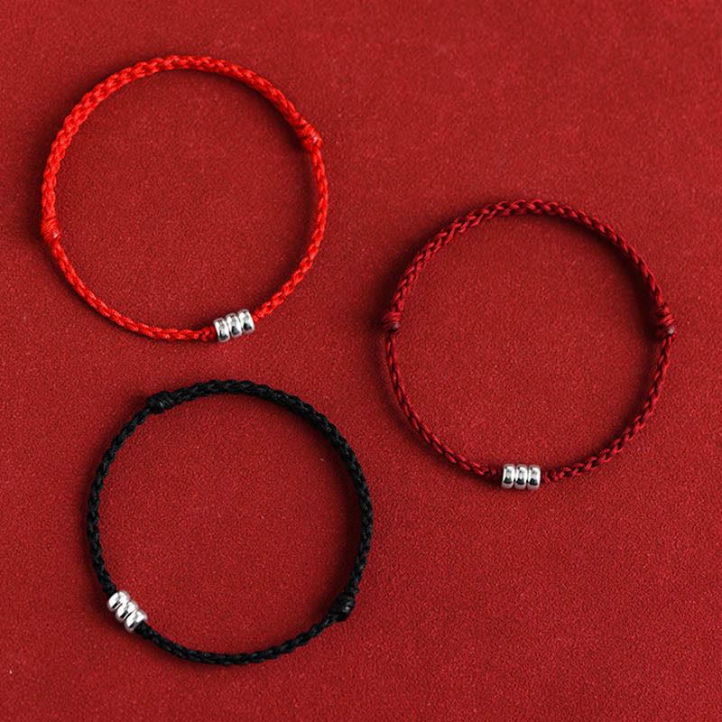 925 Sterling Silber Rote Schnur Schutzarmband Fußkettchen