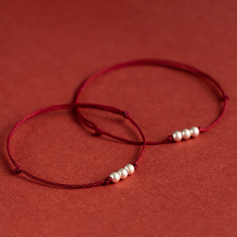 925 Sterling Silber Rote Schnur Schutzarmband Fußkettchen
