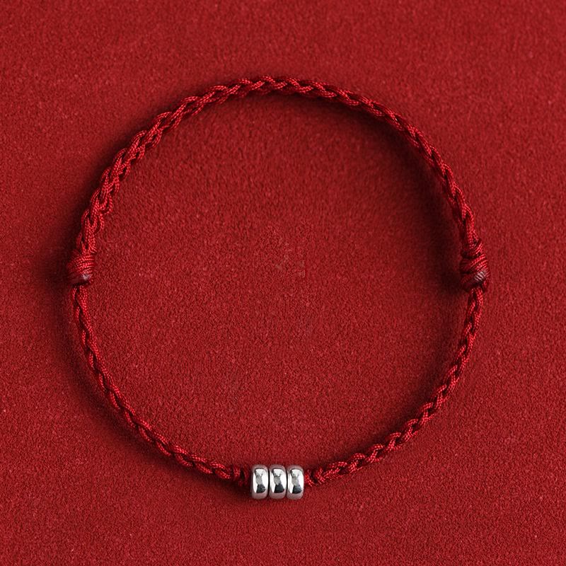 925 Sterling Silber Rote Schnur Schutzarmband Fußkettchen