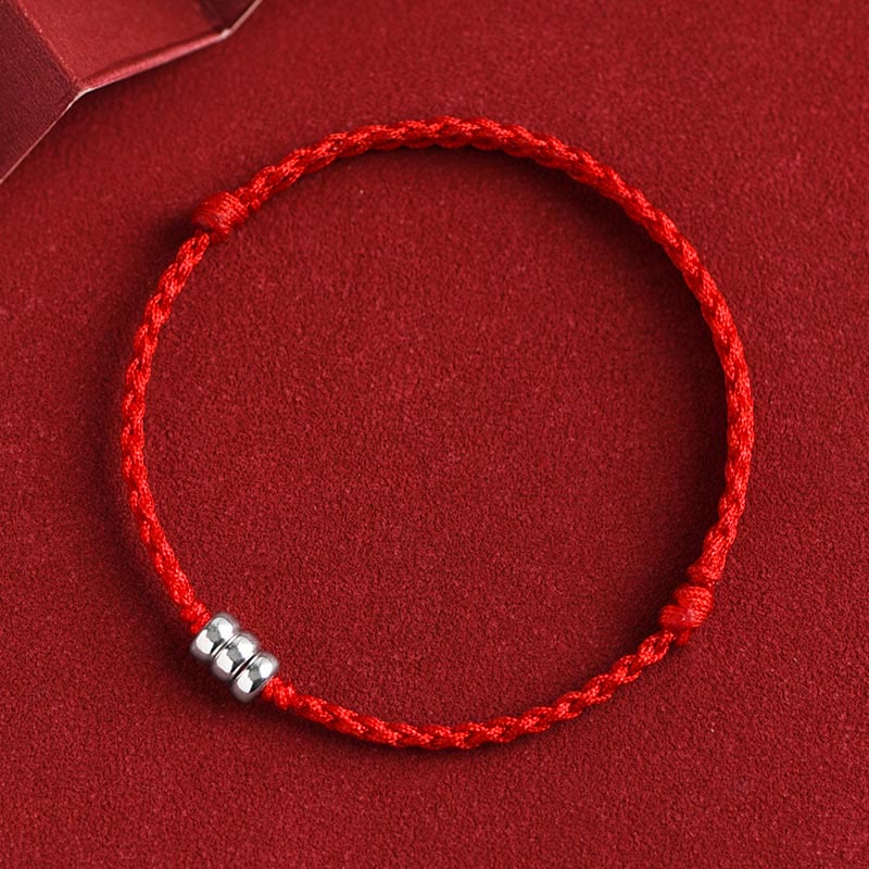 925 Sterling Silber Rote Schnur Schutzarmband Fußkettchen