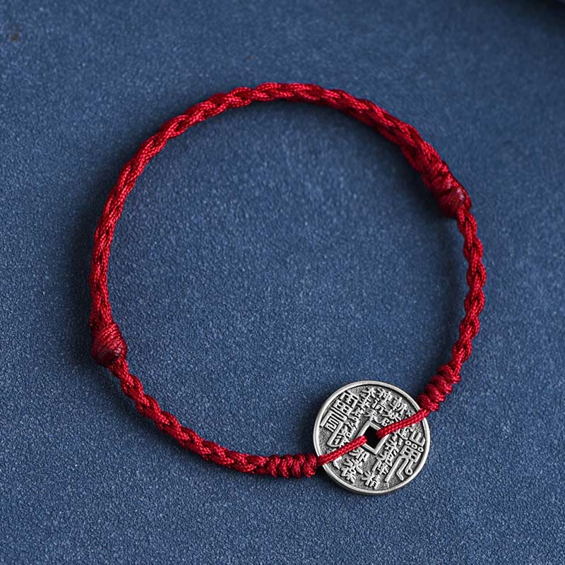 Schutzarmband aus 925er Sterlingsilber mit roter Schnur