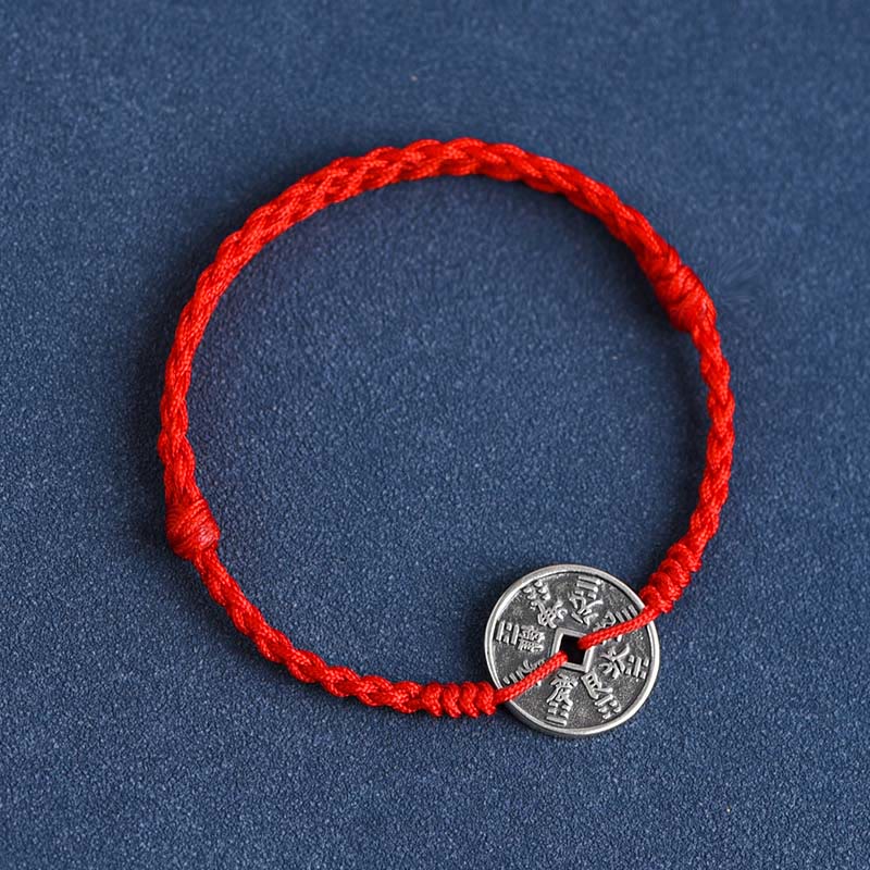 Schutzarmband aus 925er Sterlingsilber mit roter Schnur