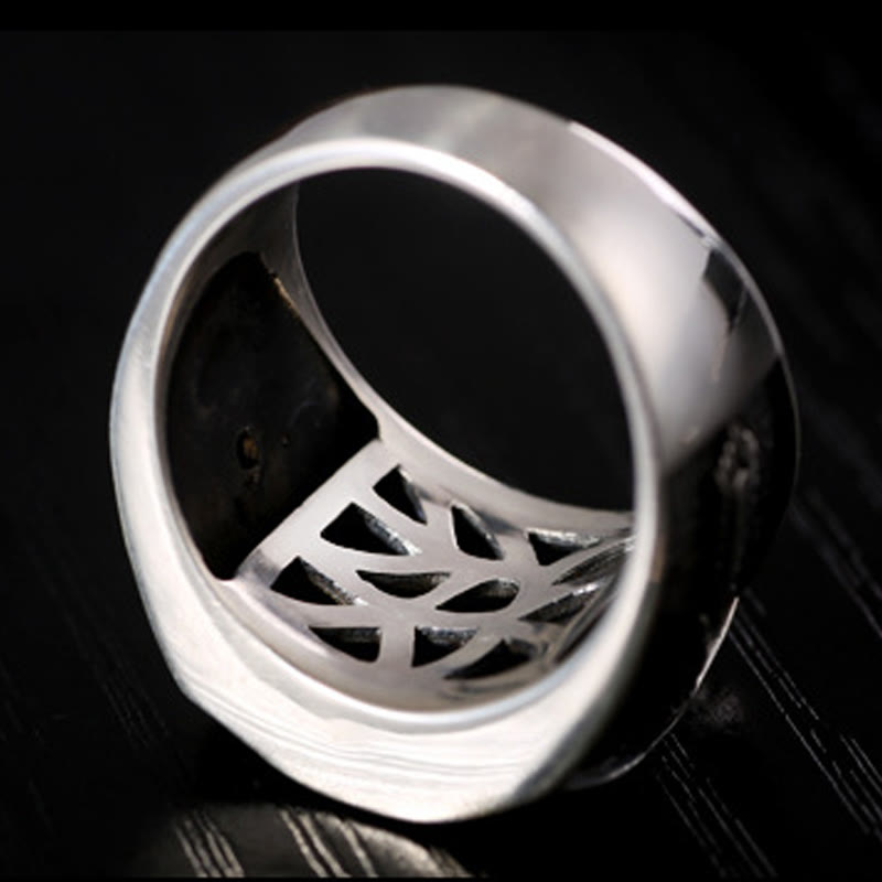 925 Sterling Silber Sanskrit Schutz Spiritueller Ring Verstellbar